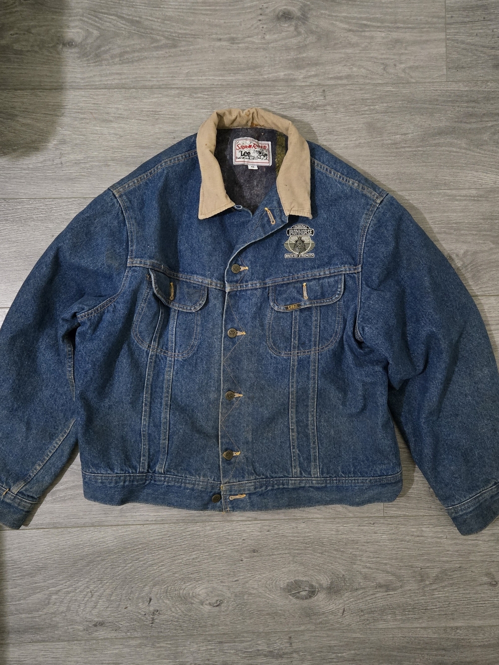 Vintage Lee Storm Rider Jacket with Corduroy Collar - size 46 or XL